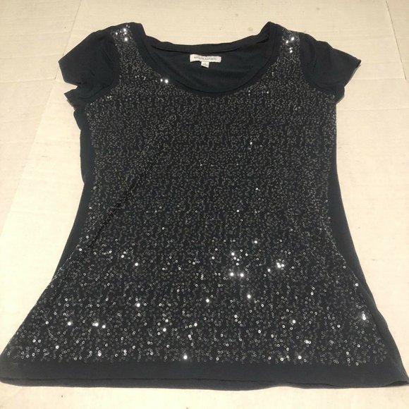 2013 Banana Republic Women's Short Sleeved Shirt Black Sequins Size Small - Picture 6 of 11